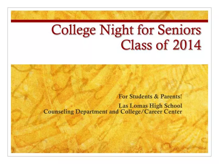 college night for seniors class of 2014