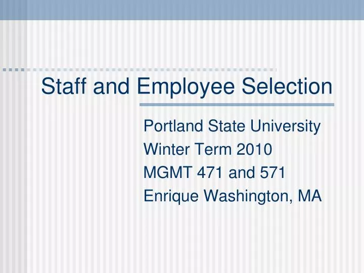 staff and employee selection