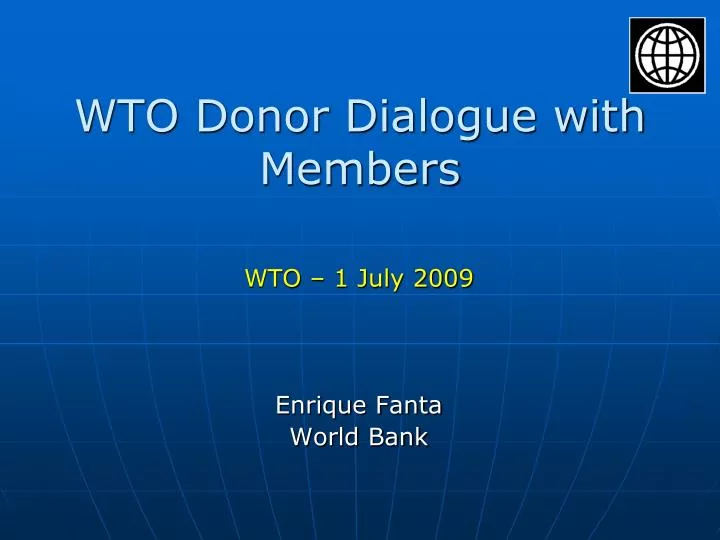 wto donor dialogue with members