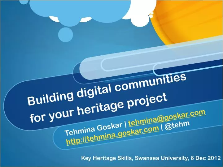 building digital communities for your heritage project