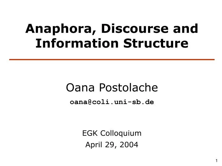 anaphora discourse and information structure