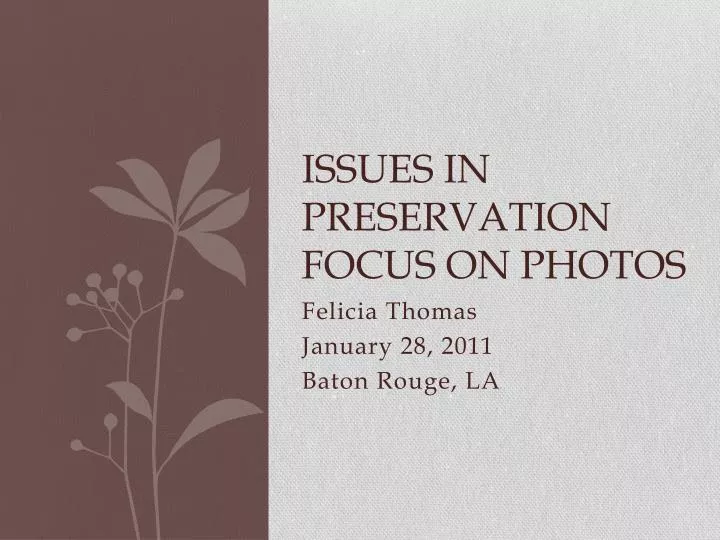 issues in preservation focus on photos