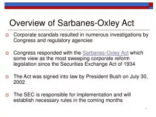 Overview of Sarbanes-Oxley Act