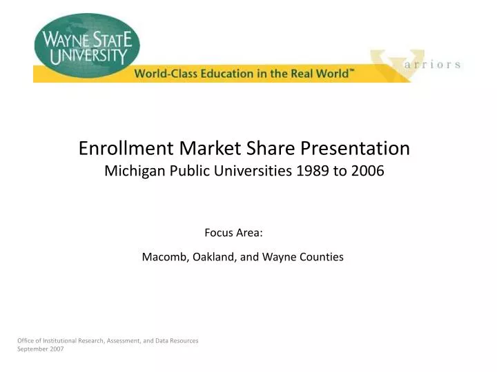 enrollment market share presentation michigan public universities 1989 to 2006