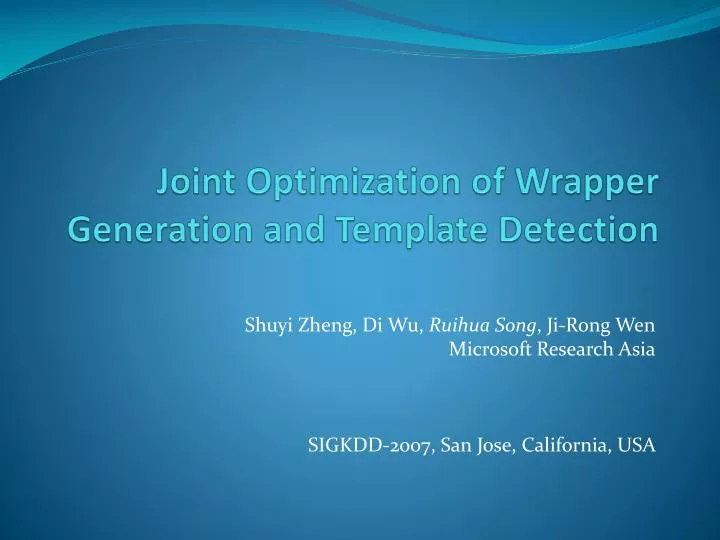 joint optimization of wrapper generation and template detection