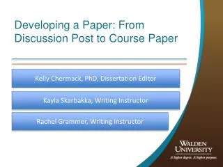 Developing a Paper: From Discussion Post to Course Paper