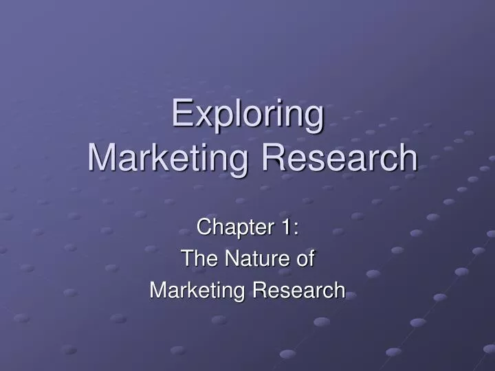 exploring marketing research