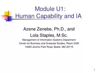 Module U1: Human Capability and IA