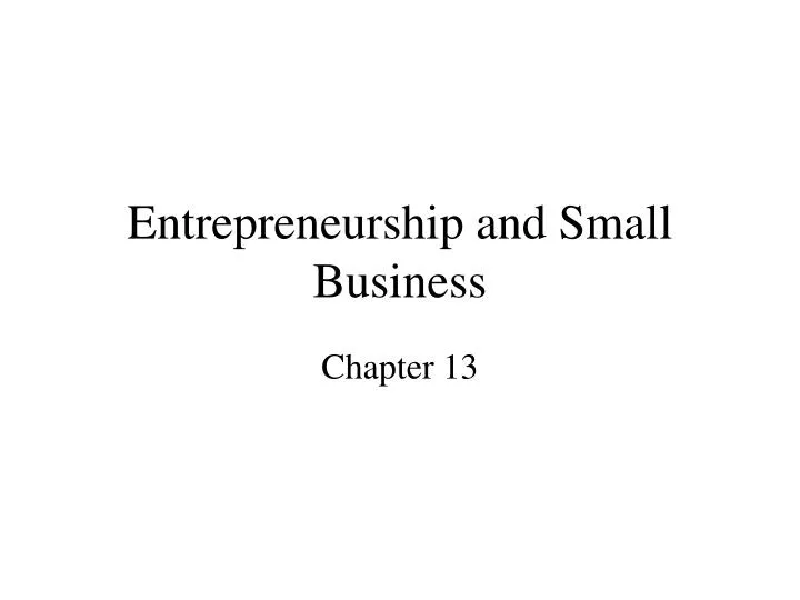 entrepreneurship and small business