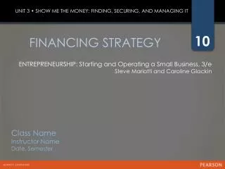 FINANCING STRATEGY