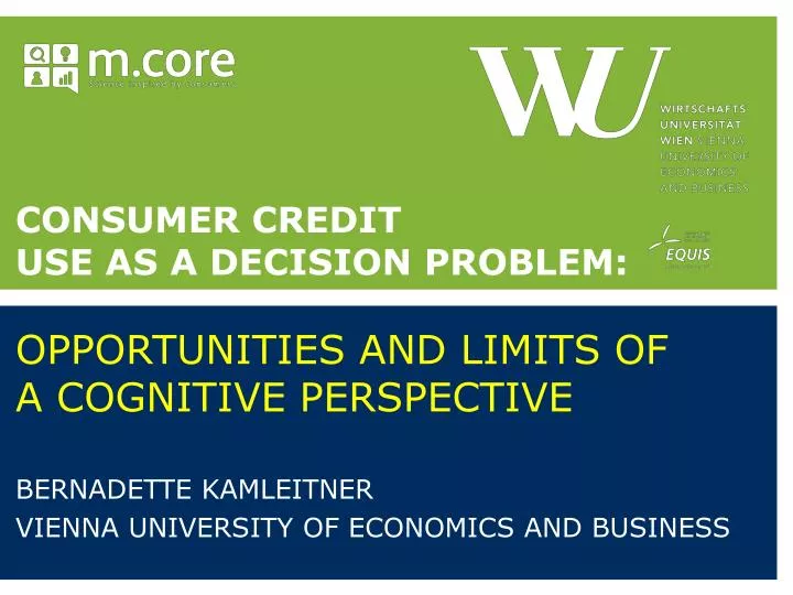 consumer credit use as a decision problem opportunities and limits of a cognitive perspective