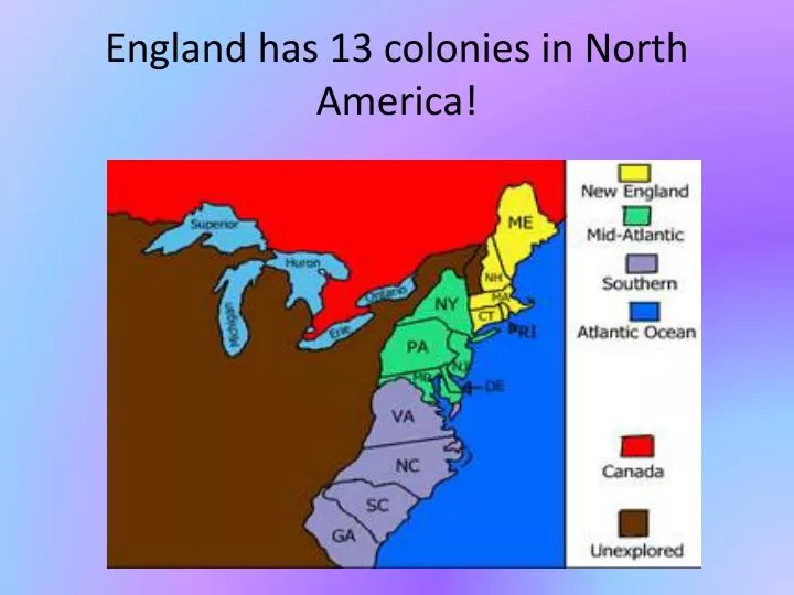england has 13 colonies in north america