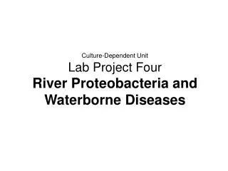 Culture-Dependent Unit Lab Project Four River Proteobacteria and Waterborne Diseases