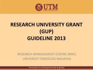 RESEARCH UNIVERSITY GRANT (GUP) GUIDELINE 2013