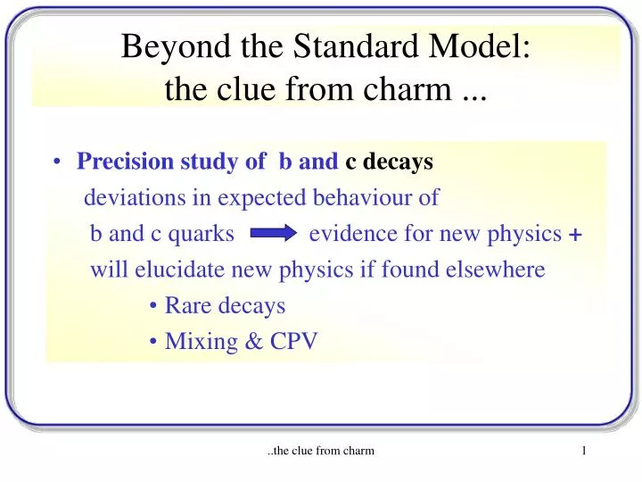 beyond the standard model the clue from charm
