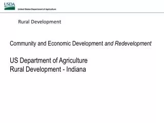 Community and Economic Development and Redevelopment US Department of Agriculture
