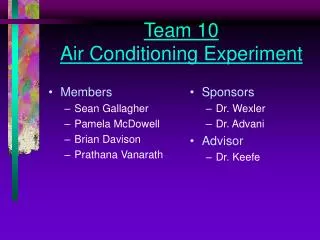 Team 10 Air Conditioning Experiment