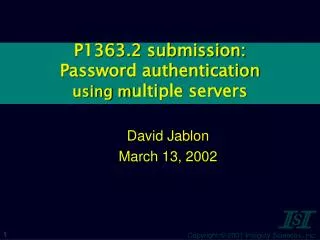 P1363.2 submission: Password authentication using m ultiple servers