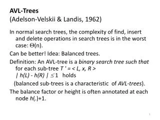 AVL-Trees (Adelson-Velskii &amp; Landis, 1962)