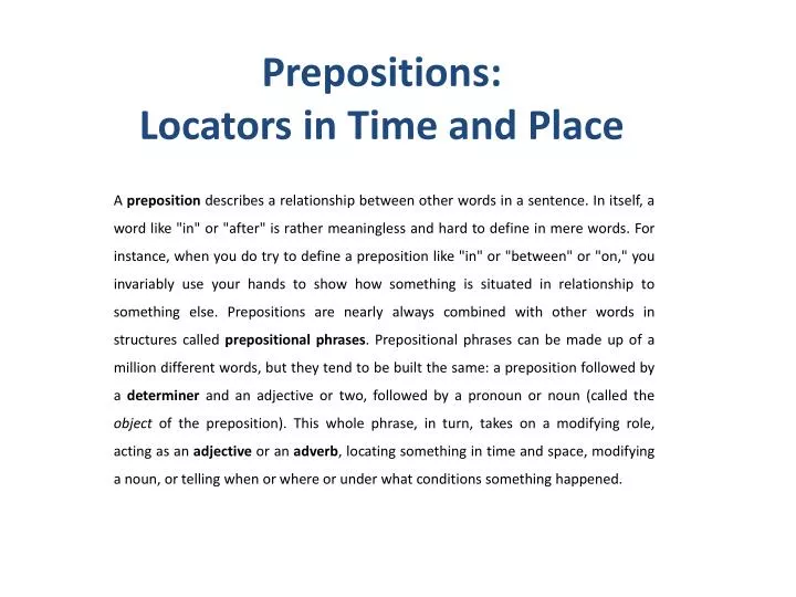 prepositions locators in time and place