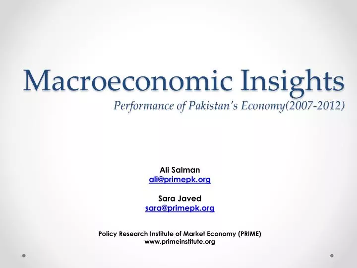 macroeconomic insights performance of pakistan s economy 2007 2012