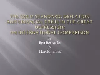 By: Ben Bernanke &amp; Harold James