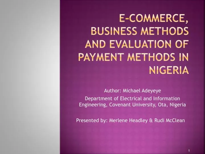 e commerce business methods and evaluation of payment methods in nigeria