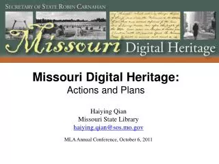 Missouri Digital Heritage: Actions and Plans