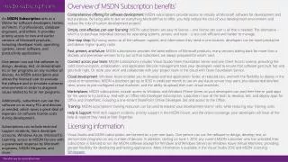 Overview of MSDN Subscription benefits 1