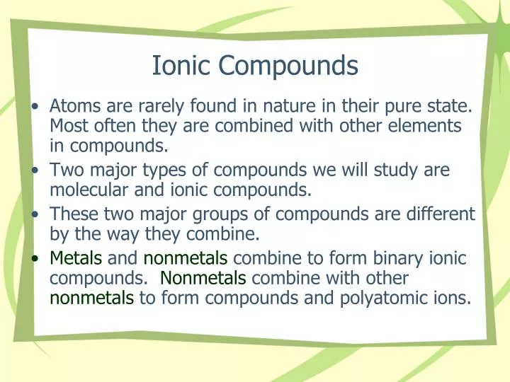 ionic compounds