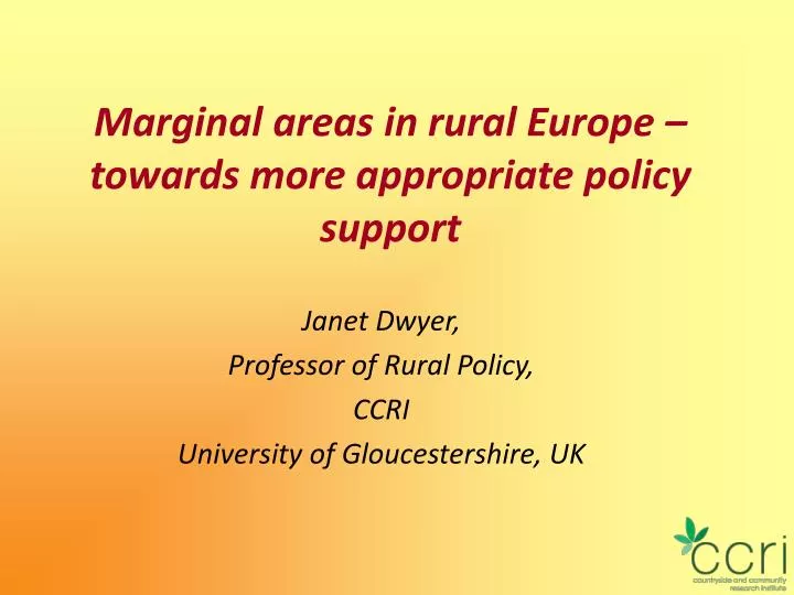 marginal areas in rural europe towards more appropriate policy support