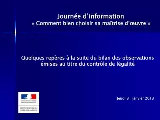 Journée d’information « Comment bien choisir sa maîtrise d’œuvre »