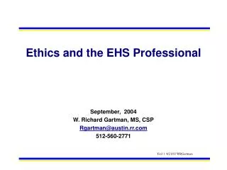 Ethics and the EHS Professional