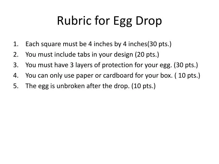 rubric for egg drop