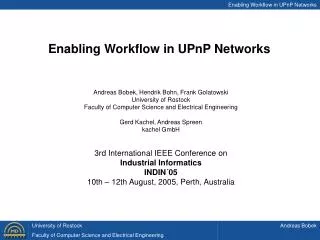 Enabling Workflow in UPnP Networks