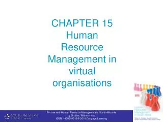 CHAPTER 15 Human Resource Management in virtual organisations