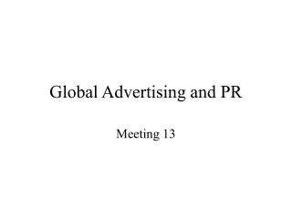 Global Advertising and PR