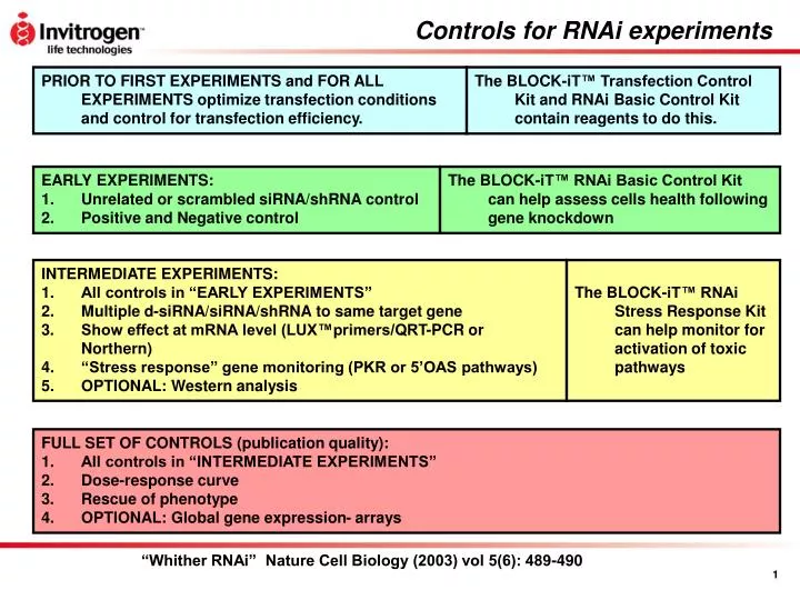 controls for rnai experiments
