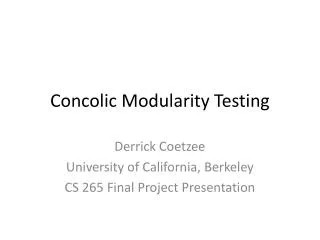 Concolic Modularity Testing