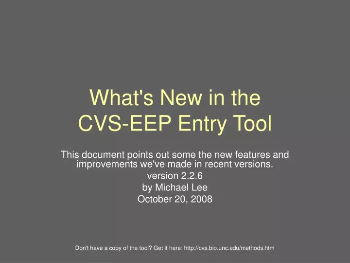 what s new in the cvs eep entry tool