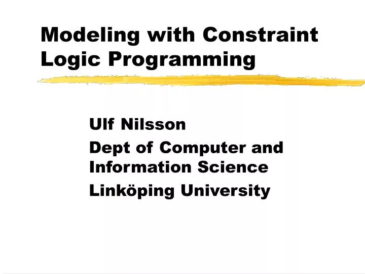 modeling with constraint logic programming