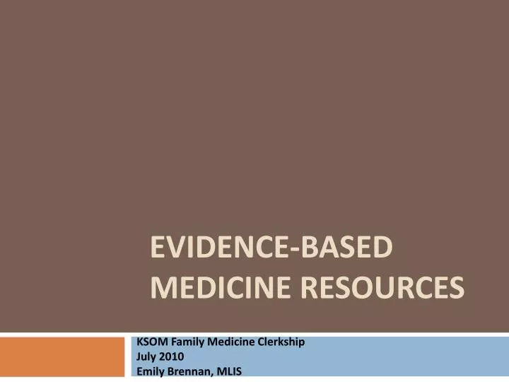 evidence based medicine resources