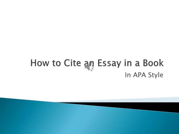 how to cite an essay in a book