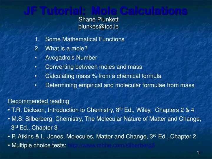 jf tutorial mole calculations