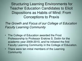 The Growth and Focus of our College of Education Faculty Learning Community
