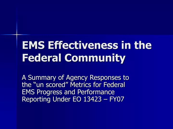 ems effectiveness in the federal community