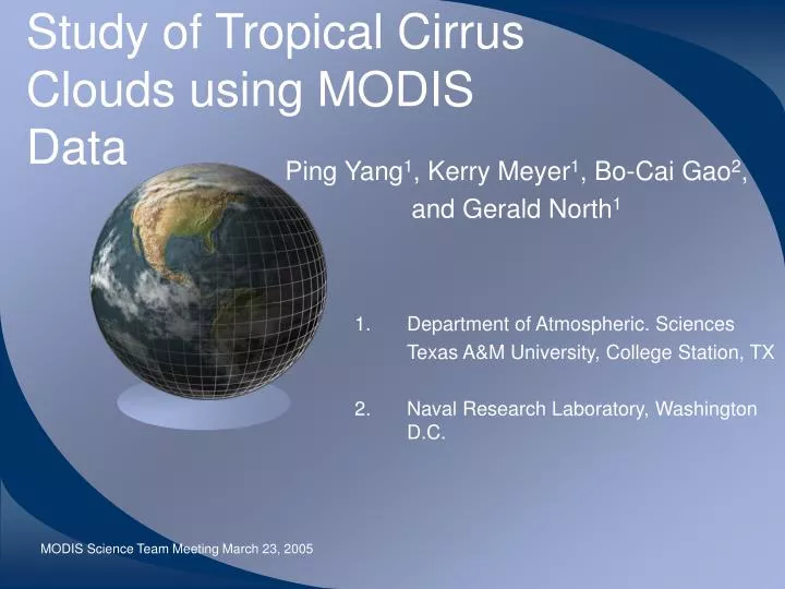 study of tropical cirrus clouds using modis data