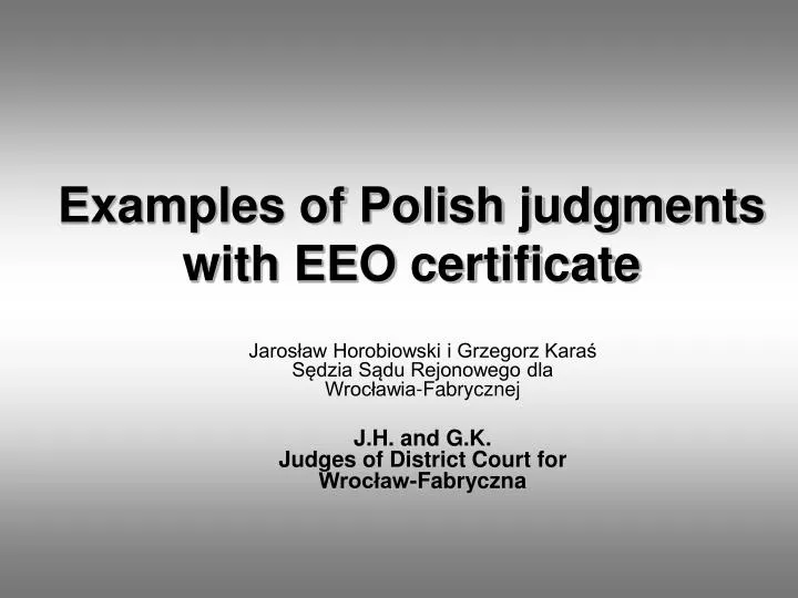 examples of polish judgments with eeo certificate