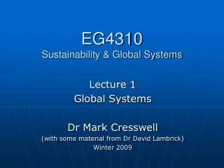 EG4310 Sustainability &amp; Global Systems