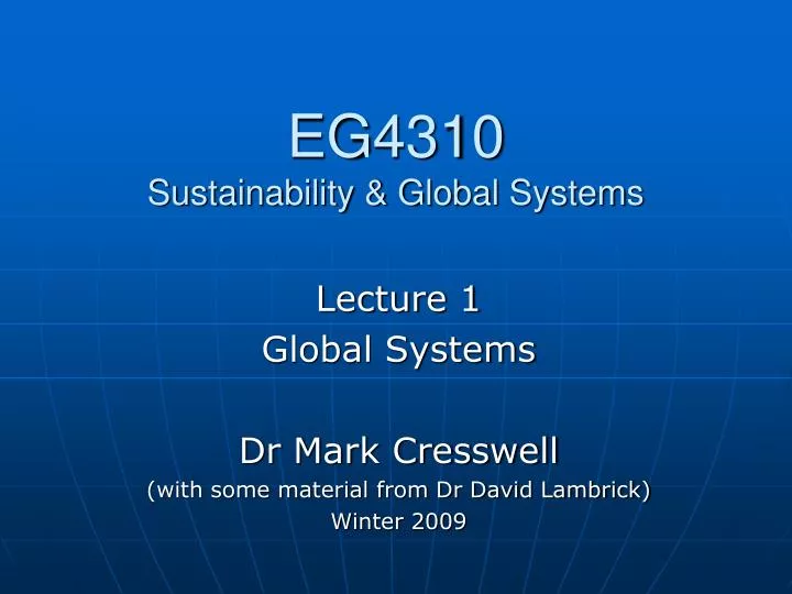 eg4310 sustainability global systems